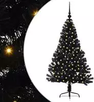 vidaXL K&uuml;nstlicher vorbeleuchteter Weihnachtsbaum Schwarz 120 cm PVC