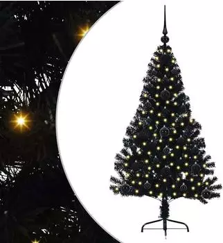 vidaXL K&uuml;nstlicher Weihnachtsbaum vorbelichtet, schwarz, 120cm, PVC (3397116)