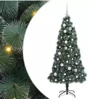 vidaXL K&uuml;nstlicher vorbeleuchteter Weihnachtsbaum mit Kugelset 150 cm