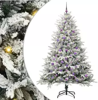 vidaXL K&uuml;nstlicher Weihnachtsbaum vorbelichtet mit Kugelset, gr&uuml;n (3395412)