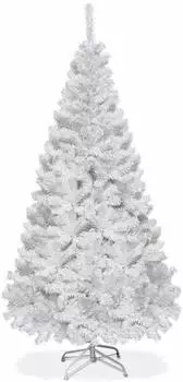 Costway K&uuml;nstlicher Weihnachtsbaum 180cm, wei&szlig;, PVC-Nadeln mit Metallst&auml;nder (OY31956)