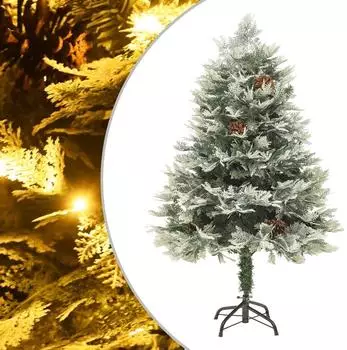 vidaXL Weihnachtsbaum mit Beleuchtung und Kiefernzapfen, gr&uuml;n, 150cm (344296)
