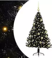 vidaXL K&uuml;nstlicher vorbeleuchteter Weihnachtsbaum Schwarz 120 cm PVC