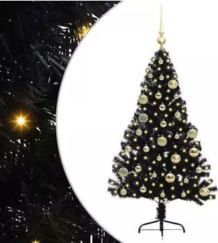 vidaXL K&uuml;nstlicher Weihnachtsbaum vorbelichtet, schwarz, 120cm, PVC (3397119)