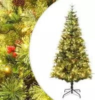 vidaXL Weihnachtsbaum mit Beleuchtung und Kiefernzapfen Gr&uuml;n 120 cm