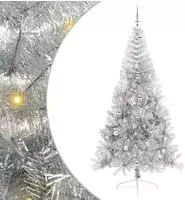 vidaXL K&uuml;nstlicher vorbeleuchteter Weihnachtsbaum Silber 240 cm PET