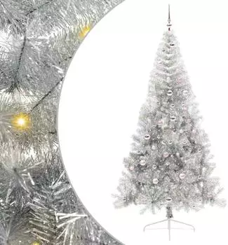 vidaXL K&uuml;nstlicher vorbeleuchteter Weihnachtsbaum silber 240cm PET (3397234)
