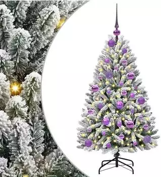 vidaXL K&uuml;nstlicher Weihnachtsbaum gr&uuml;n/wei&szlig;, 120cm, PVC und Metall (3395736)
