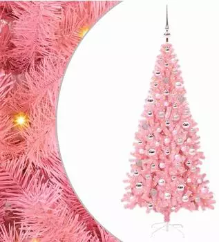 vidaXL Weihnachtsbaum mit Ständer, rosa, 300 LEDs, 180cm PVC (3396431)