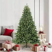 vidaXL K&uuml;nstlicher Weihnachtsbaum mit 300 LEDs Gr&uuml;n 180 cm PE und PVC