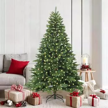 vidaXL K&uuml;nstlicher Weihnachtsbaum 300 LEDs, gr&uuml;n, 180cm, PE/PVC (3397545)