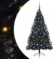 vidaXL K&uuml;nstlicher vorbeleuchteter Weihnachtsbaum Schwarz 180 cm PVC