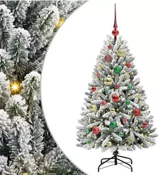 vidaXL K&uuml;nstlicher Weihnachtsbaum gr&uuml;n/wei&szlig; 120cm PVC und Metall (3395738)