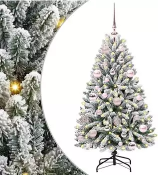 vidaXL K&uuml;nstlicher Weihnachtsbaum gr&uuml;n/wei&szlig;, 120cm, PVC und Metall (3395732)