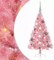 vidaXL K&uuml;nstlicher vorbeleuchteter Weihnachtsbaum Rosa 120 cm PVC