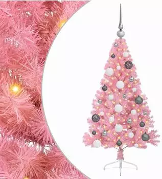 vidaXL K&uuml;nstlicher Weihnachtsbaum, vorbelichtet, rosa, 120cm, PVC (3397049)