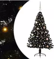 vidaXL K&uuml;nstlicher vorbeleuchteter Weihnachtsbaum Schwarz 150 cm PVC
