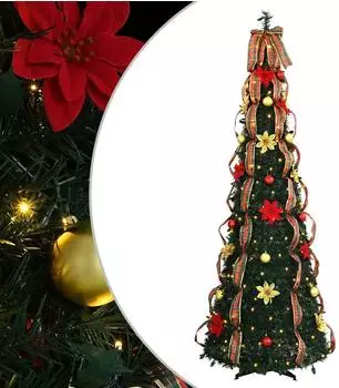 vidaXL K&uuml;nstlicher Weihnachtsbaum 200 LEDs, gr&uuml;n, 215cm, PVC