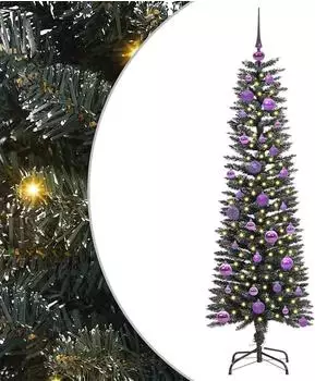 vidaXL K&uuml;nstlicher Weihnachtsbaum mit 150 LEDs und St&auml;nder, gr&uuml;n, 43x43x150cm (3395934)