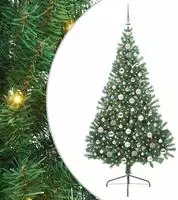 vidaXL K&uuml;nstlicher vorbeleuchteter Weihnachtsbaum Gr&uuml;n 210 cm PVC