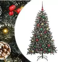 vidaXL K&uuml;nstlicher Weihnachtsbaum Gr&uuml;n 150 cm PVC, Plastik und Stahl