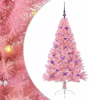 vidaXL K&uuml;nstlicher Weihnachtsbaum vorbelichtet, rosa, 150cm, PVC (3397069)