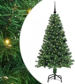 vidaXL K&uuml;nstlicher Weihnachtsbaum mit Beleuchtung und Kugeln gr&uuml;n 210cm PVC
