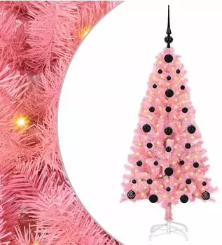 vidaXL Weihnachtsbaum mit St&auml;nder 150 LEDs rosa 120cm PVC (3396408)
