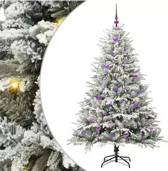 vidaXL K&uuml;nstlicher Weihnachtsbaum beleuchtet mit Kugelset, gr&uuml;n (3395390)