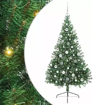 vidaXL K&uuml;nstlicher vorbeleuchteter Weihnachtsbaum, gr&uuml;n, 180cm, PVC (3397016)