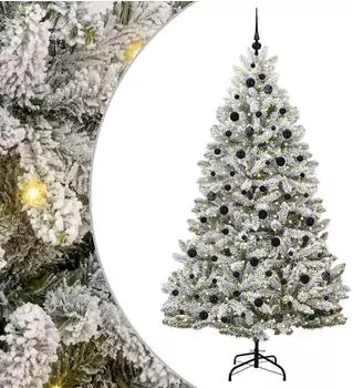 vidaXL Künstlicher Weihnachtsbaum grün/weiß 210cm PVC und Metall (3395758)