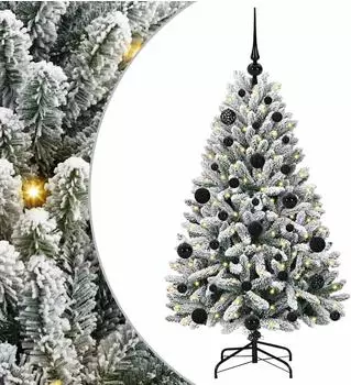 vidaXL Künstlicher Weihnachtsbaum grün/weiß, 120cm, PVC und Metall (3395731)