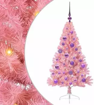 vidaXL K&uuml;nstlicher Weihnachtsbaum vorbelichtet, rosa, 120cm, PVC (3397056)