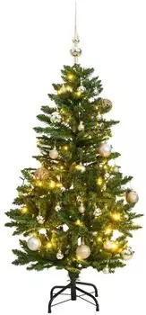 vidaXL Künstlicher Weihnachtsbaum klappbar, 150 LEDs & Kugeln, 150cm (3210094)