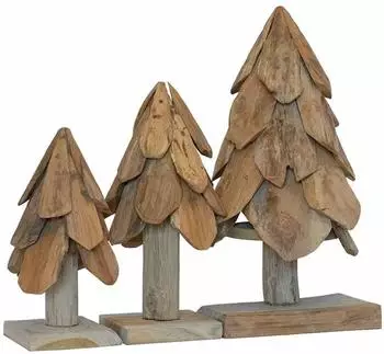 vidaXL Weihnachtsbaum mit St&auml;nder 3-teilig, Teak massiv, braun (42017942)