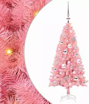 vidaXL Weihnachtsbaum mit St&auml;nder, 150 LEDs, rosa, 120cm, PVC (3396409)