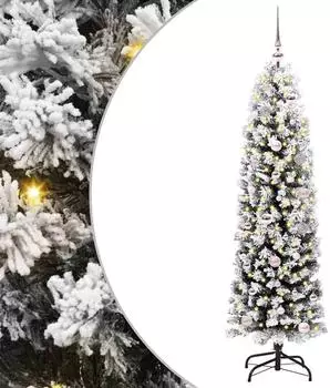vidaXL K&uuml;nstlicher Weihnachtsbaum mit St&auml;nder, beschneit, 150 LEDs, 150cm (3395007)