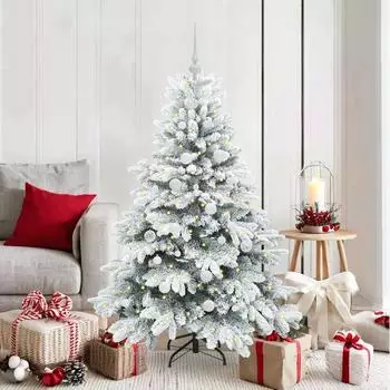 vidaXL K&uuml;nstlicher Weihnachtsbaum 150 LEDs, beschneit, 150cm, PE/PVC (3397604)