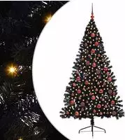 vidaXL K&uuml;nstlicher vorbeleuchteter Weihnachtsbaum Schwarz 180 cm PVC