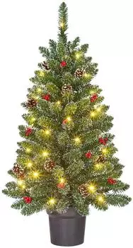 Black Box Trees Creston Künstlicher Weihnachtsbaum im Topf, LED, grün mit Frostoptik, 90cm (1126384)
