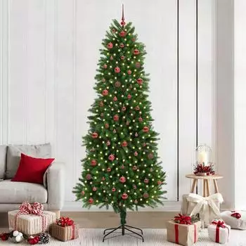 vidaXL K&uuml;nstlicher Weihnachtsbaum mit St&auml;nder, gr&uuml;n, 300 LEDs, 240cm, PE