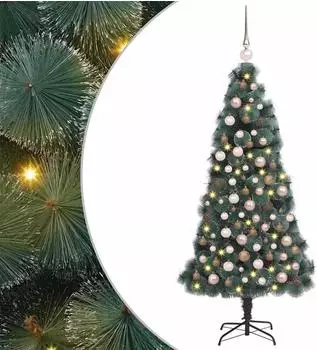 vidaXL K&uuml;nstlicher beleuchteter Weihnachtsbaum mit Kugel-Set 120cm (3396139)