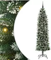 vidaXL K&uuml;nstlicher schlanker Weihnachtsbaum Gr&uuml;n und Wei&szlig; 210 cm