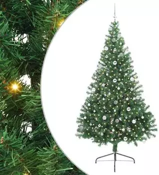 vidaXL K&uuml;nstlicher Weihnachtsbaum, beleuchtet, gr&uuml;n, 240cm, PVC (3397042)