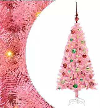 vidaXL Weihnachtsbaum mit Ständer 150 LEDs rosa 120cm PVC (3396415)
