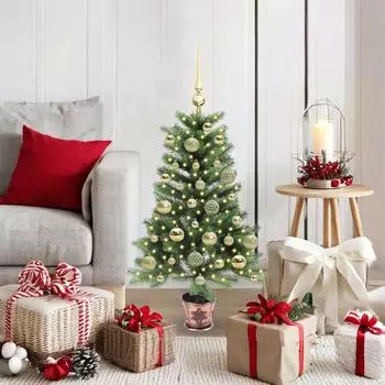vidaXL Künstlicher Weihnachtsbaum mit Ständer, 150 LEDs, grün, 90cm, PE (3396304)