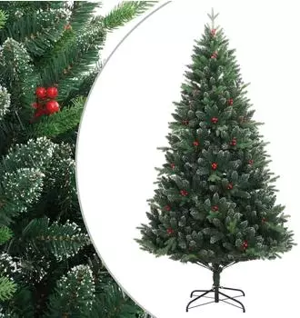 vidaXL K&uuml;nstlicher Weihnachtsbaum klappbar mit roten Beeren 240cm (356735)