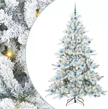 vidaXL Künstlicher klappbarer Weihnachtsbaum weiß, 210cm, PVC (3397738)