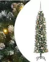 vidaXL K&uuml;nstlicher schlanker Weihnachtsbaum Gr&uuml;n und Wei&szlig; 150 cm