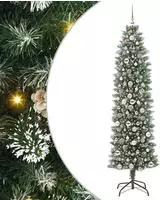 vidaXL K&uuml;nstlicher schlanker Weihnachtsbaum Gr&uuml;n und Wei&szlig; 210 cm